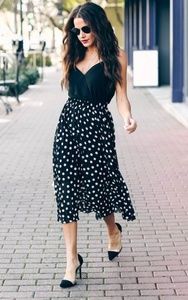 NWT VICI black and white polka dot midi skirt